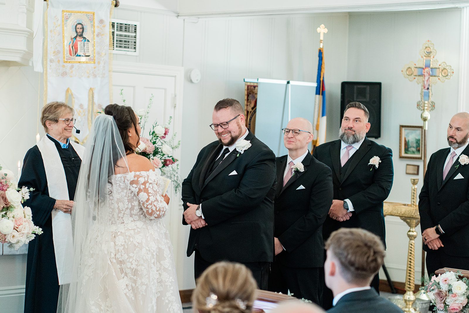 Bride and groom exchanging vows