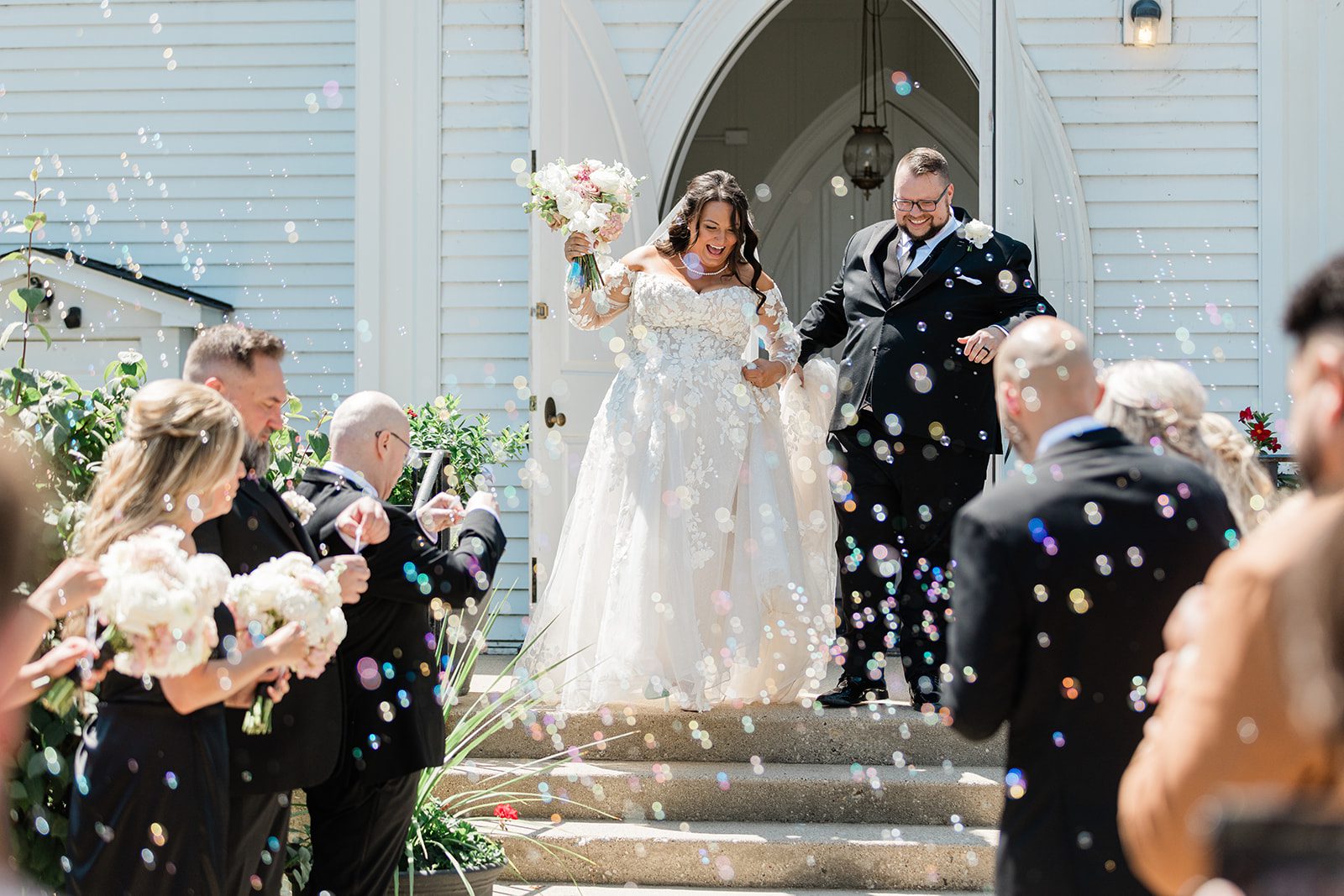 Bubble exit outside the church