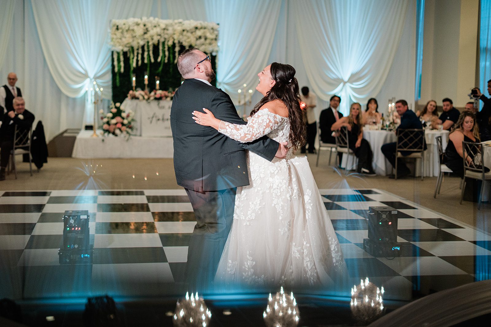 First dance on the checkered floor at Belvedere & Co. Events
