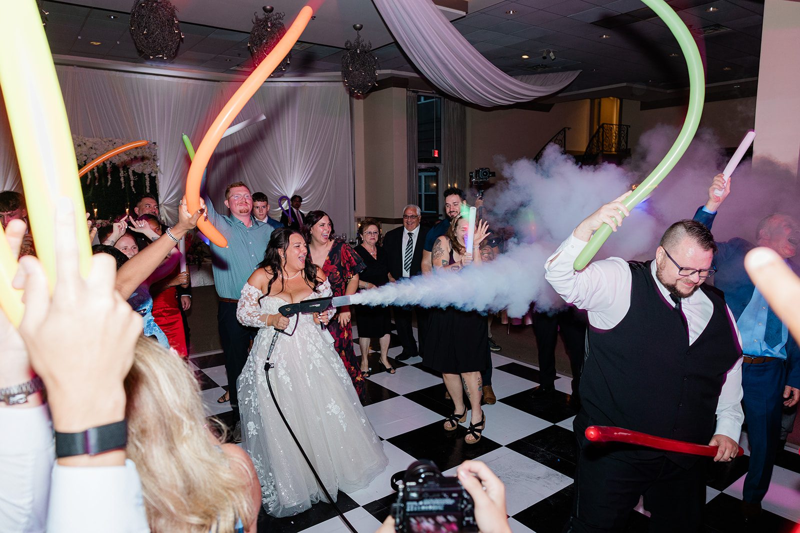 Dance floor party with cold sparks and light up props