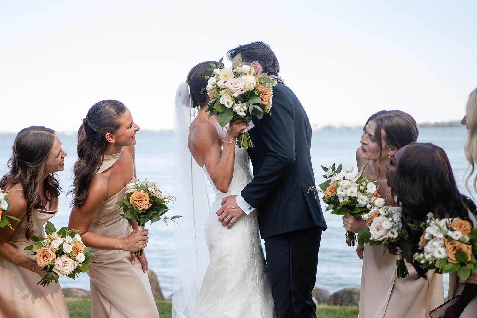 bishops-bay-country-club-timeless-madison-bianca-colin-p042-09 Couple with friends and bouquets