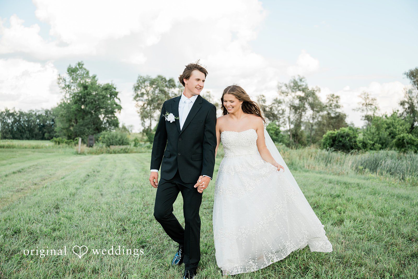 The couple takes a walk