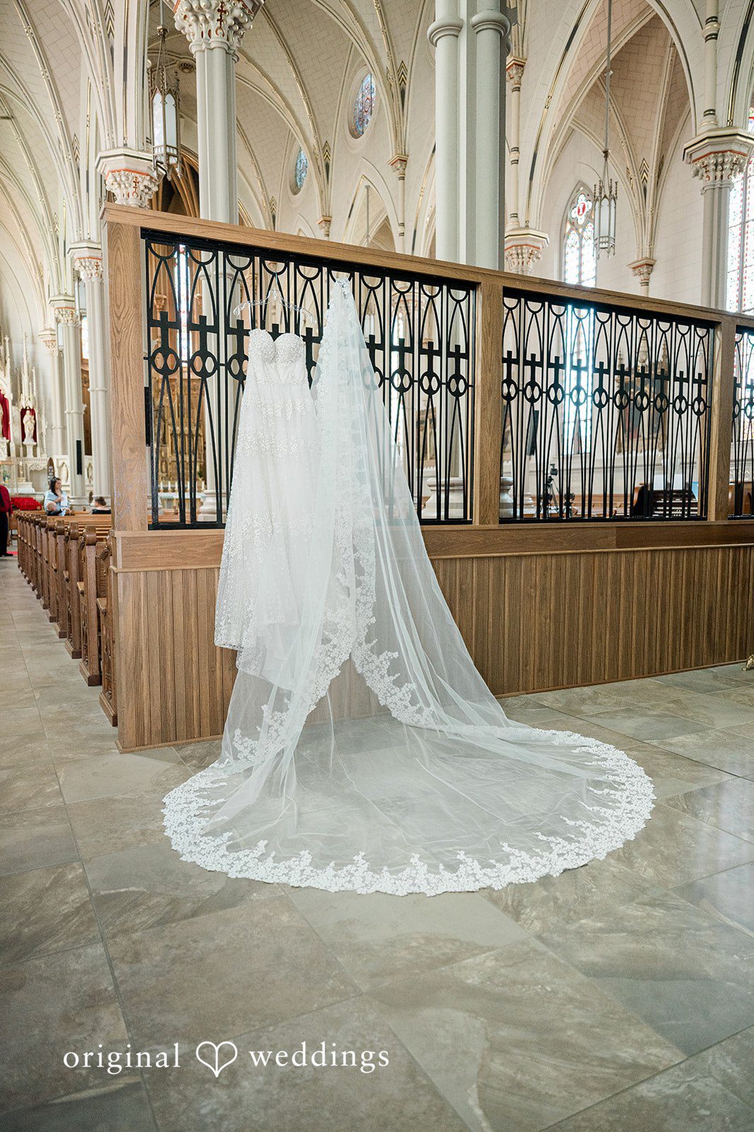 The bride's wedding gown