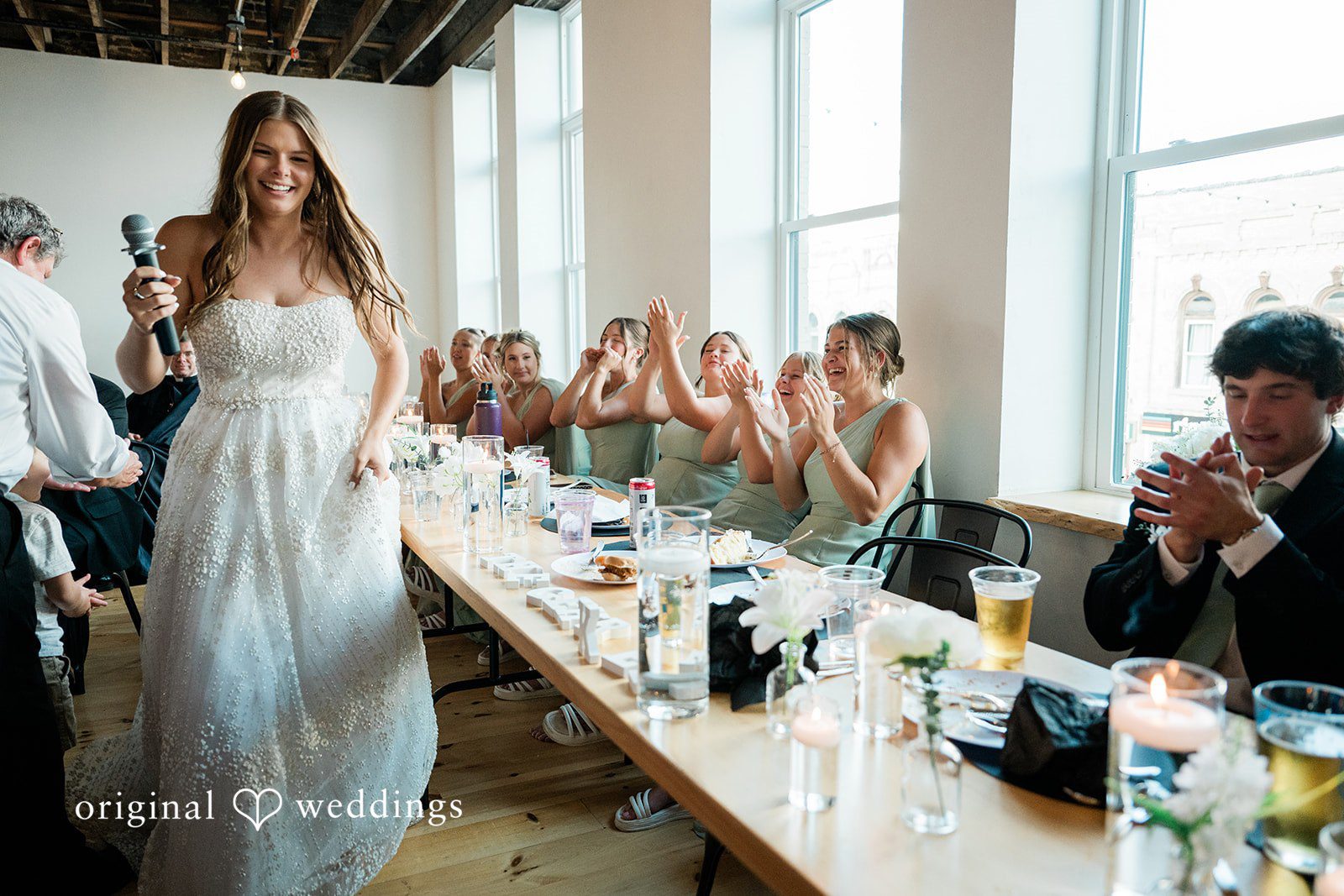 The bride is about to deliver her speech