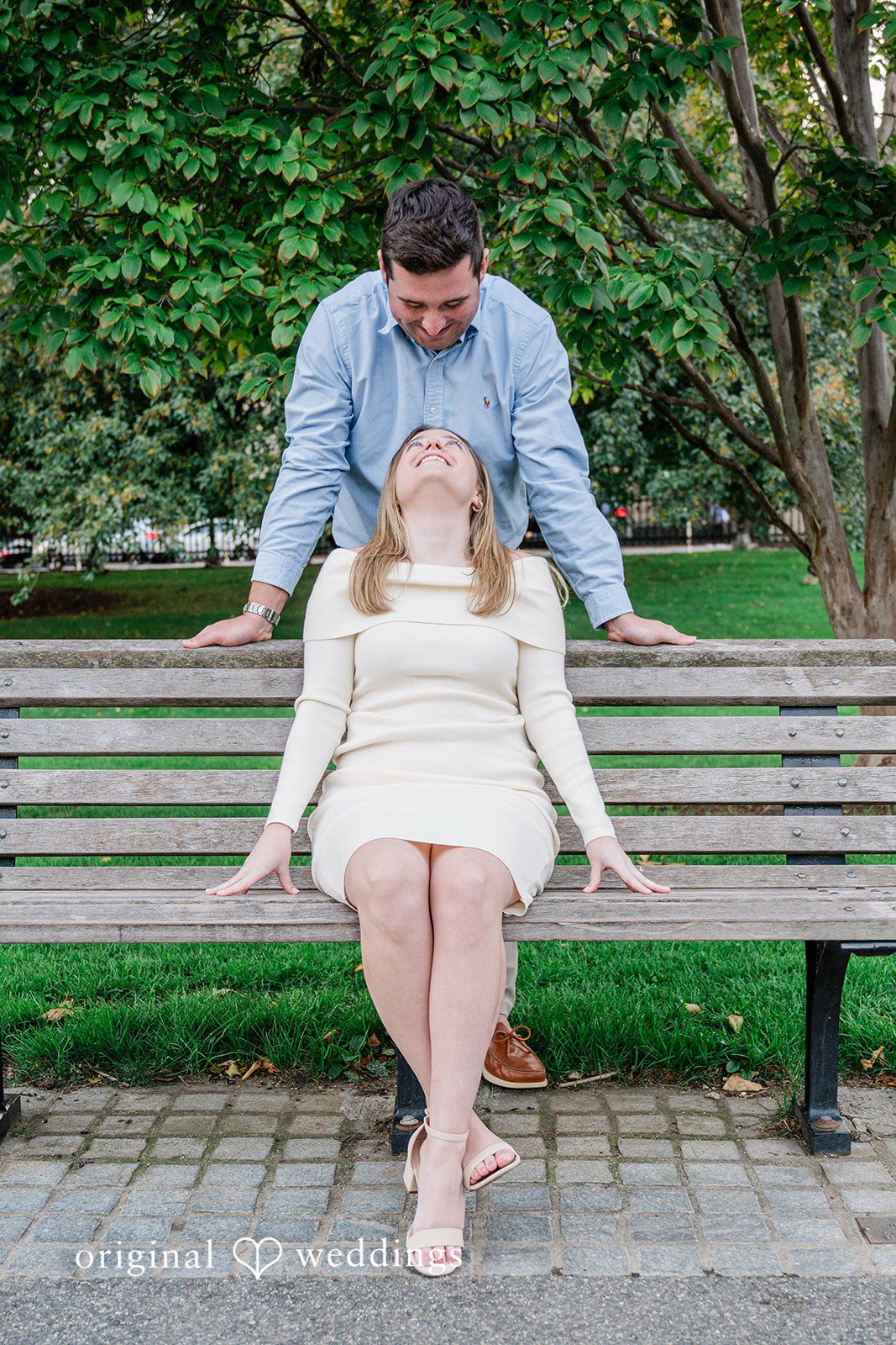 October 06, 2026 – Alice & Austin – (ID-6084) Couple sitting together on a park bench at Boston Public Garden