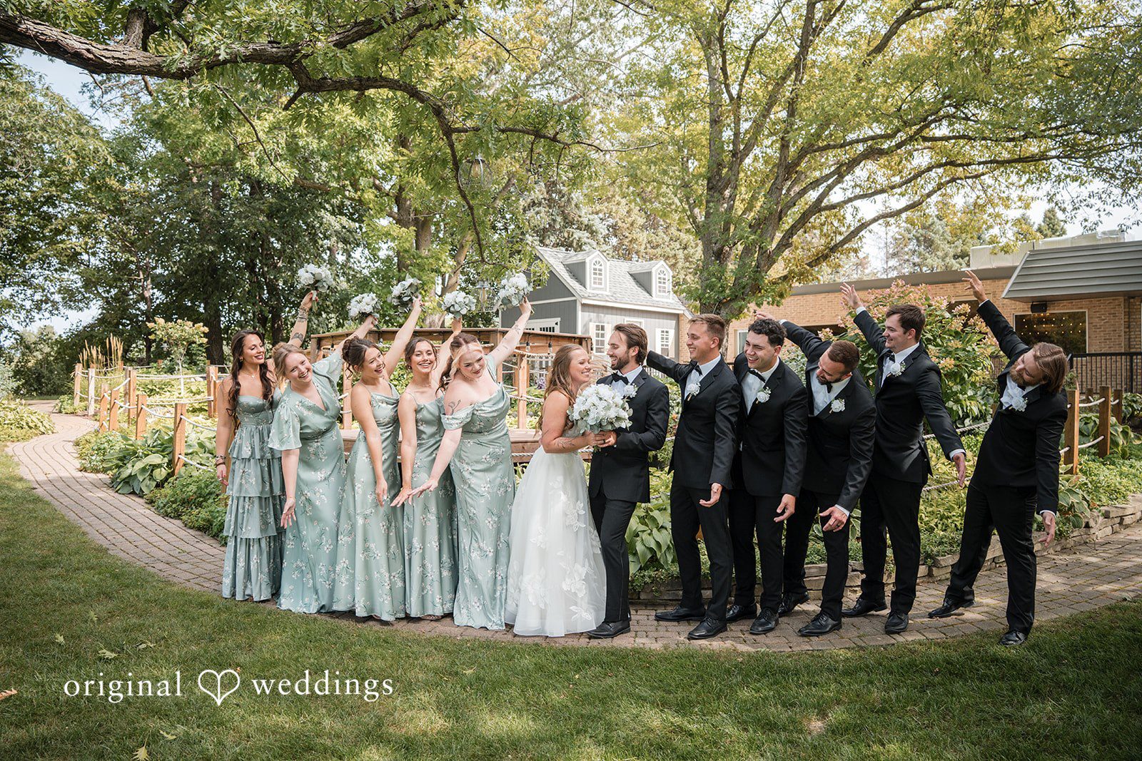 Wedding party on the lawn