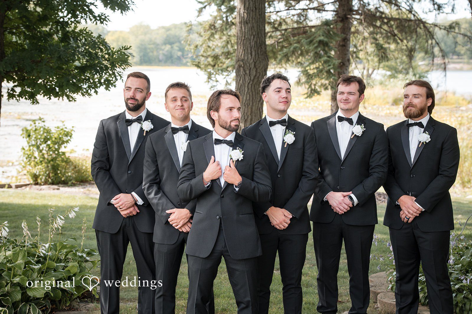 Groom with his groomsmen at Brianos Charthouse Lakeville