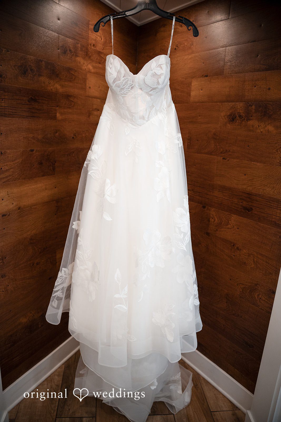 Wedding gown hanging