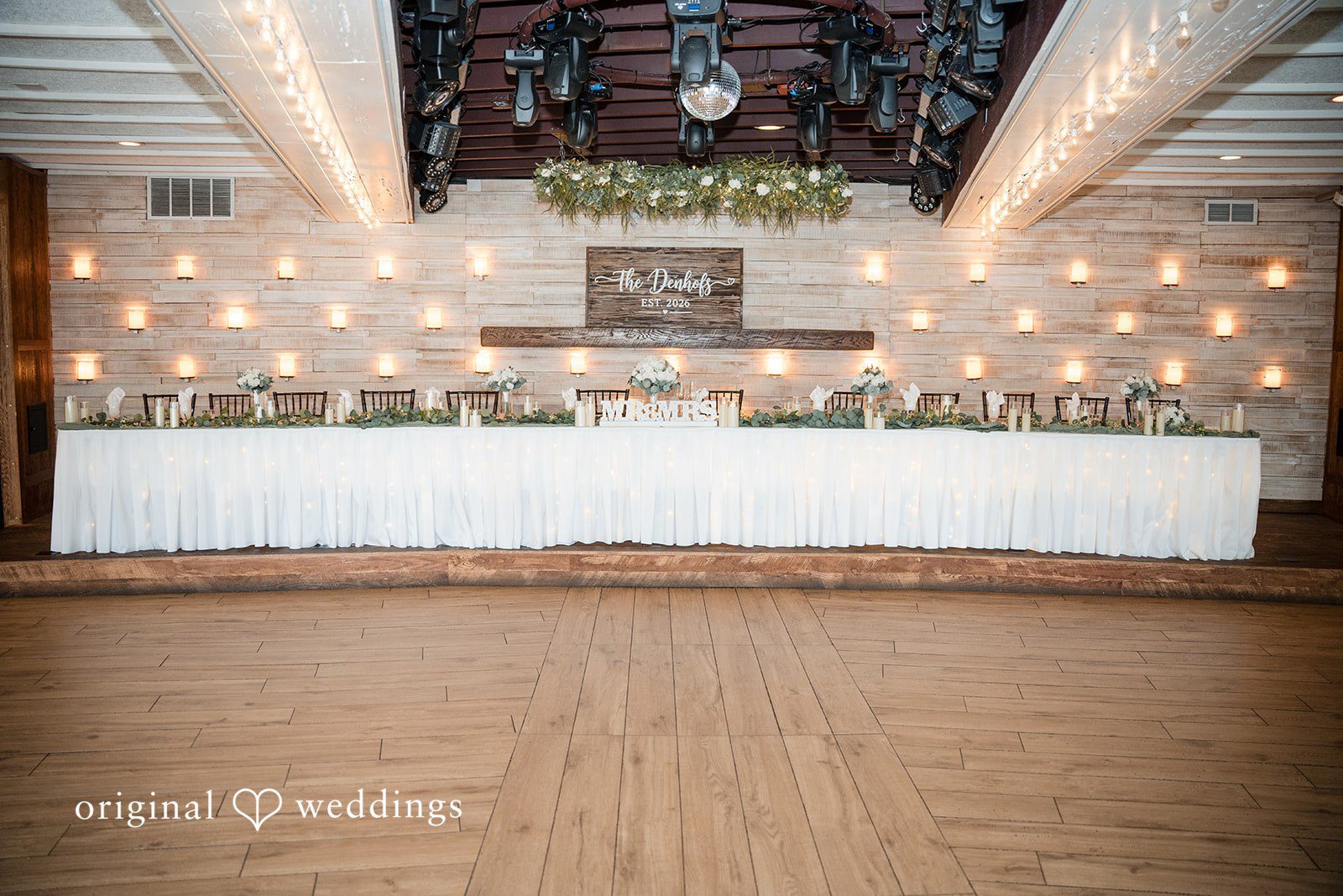 Reception hall set up by Minneapolis wedding photographers at Brianos Charthouse Lakeville