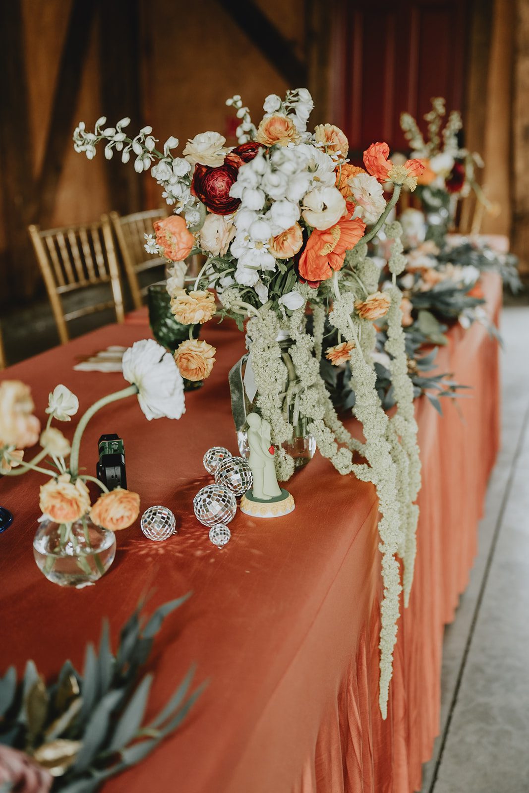 Table decor with orange flowers