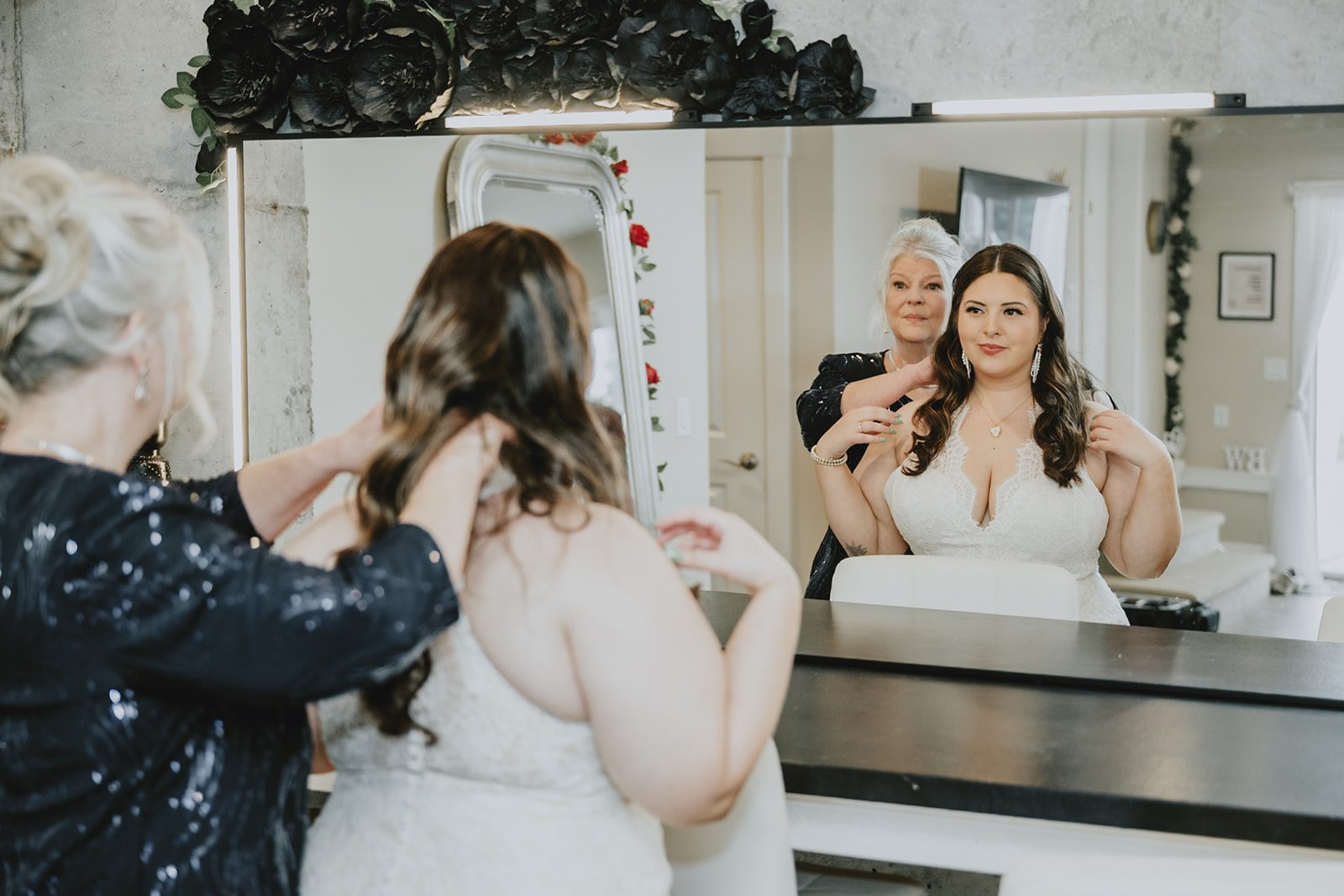 Bride getting her makeup done