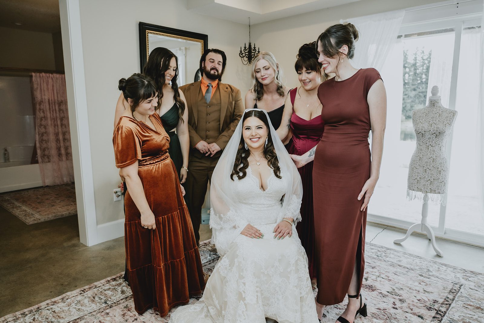 Bride and bridesmaids in the bridal suite at Brightwater