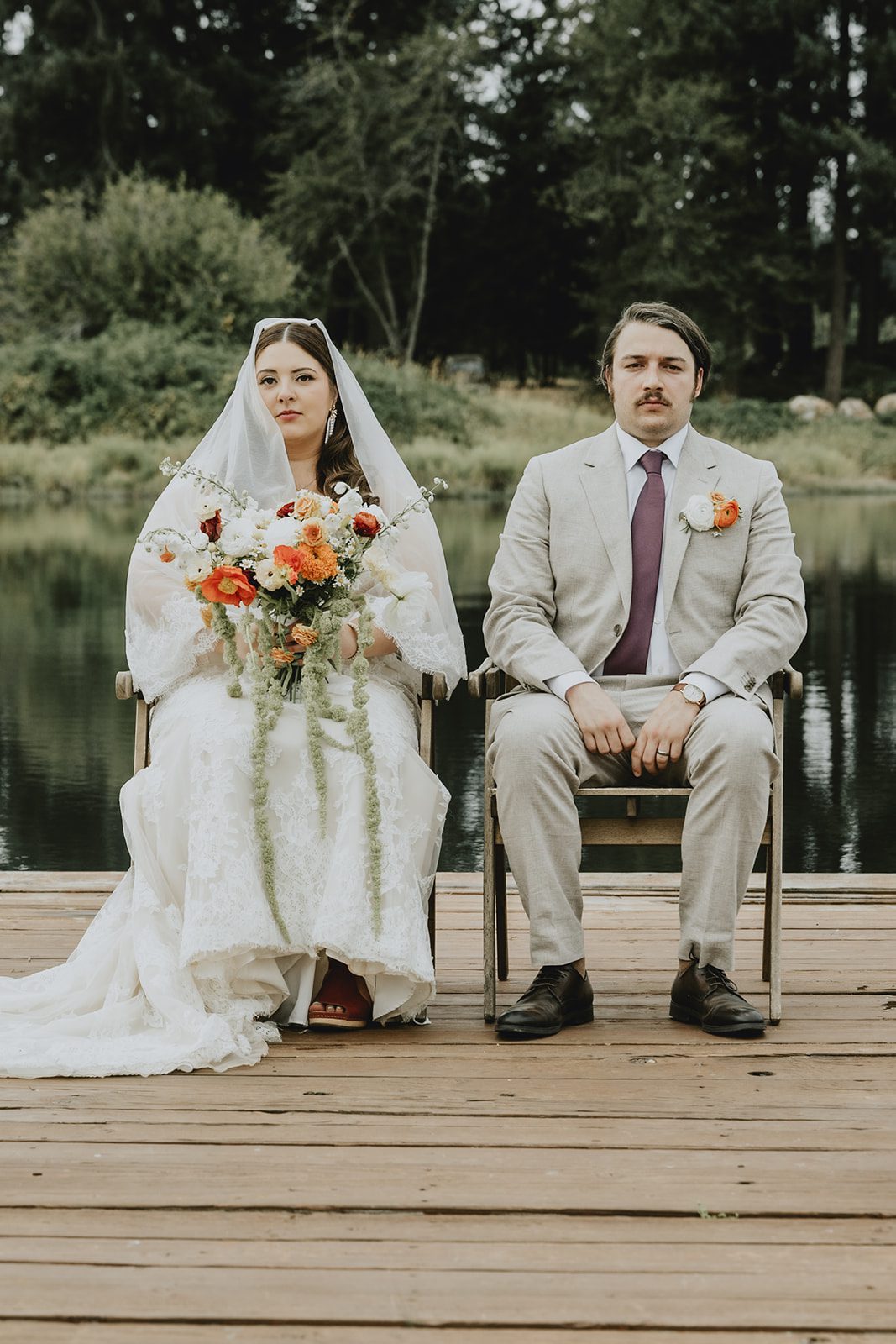 Couple sitting on the dock