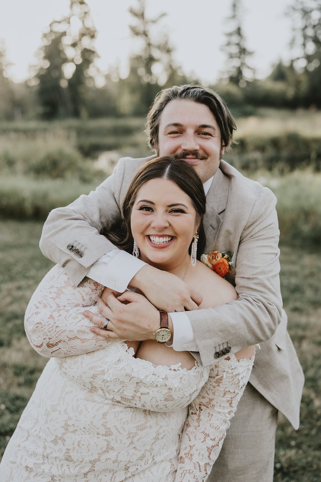 Couple hugging and laughing