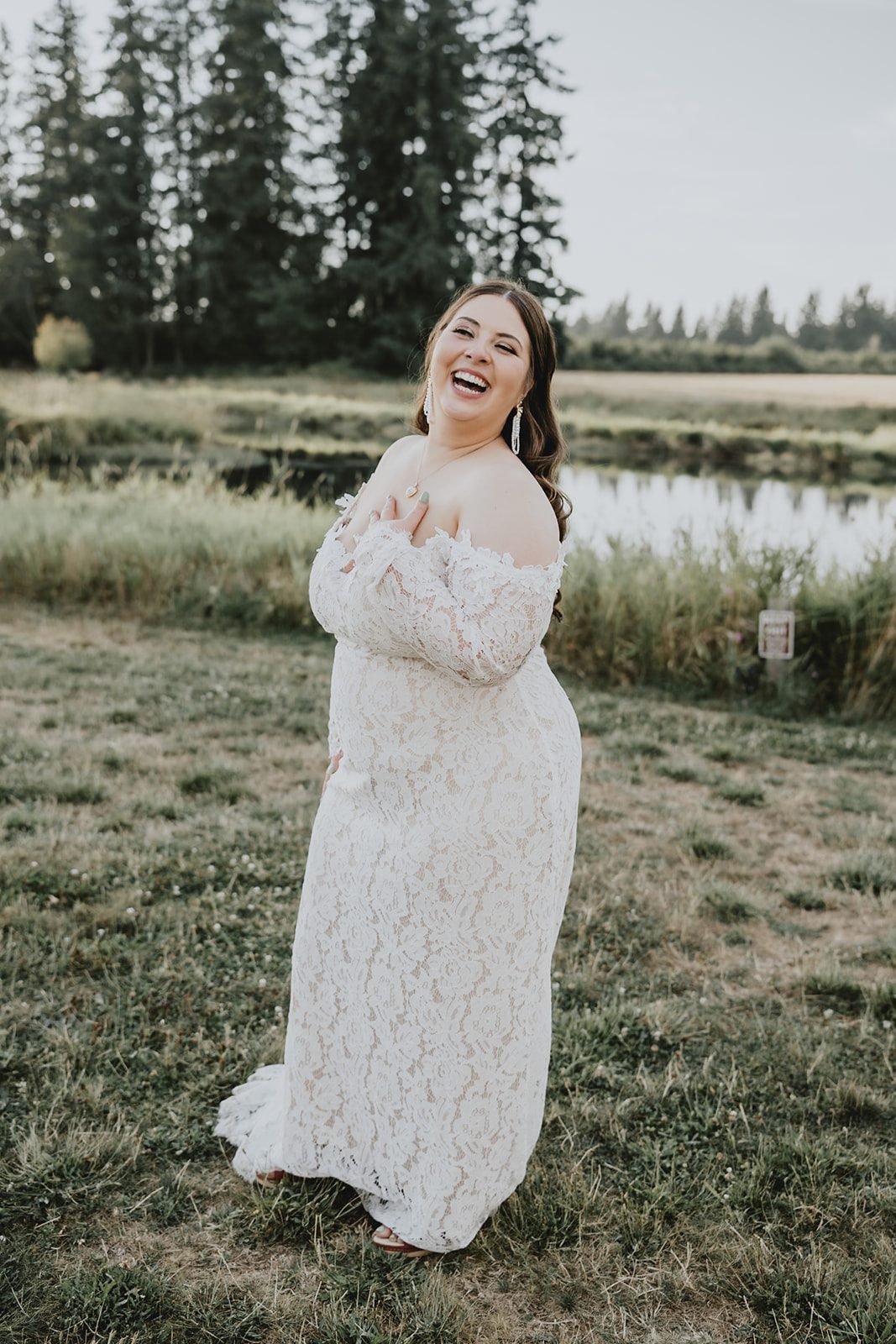 Bride walking in the meadow
