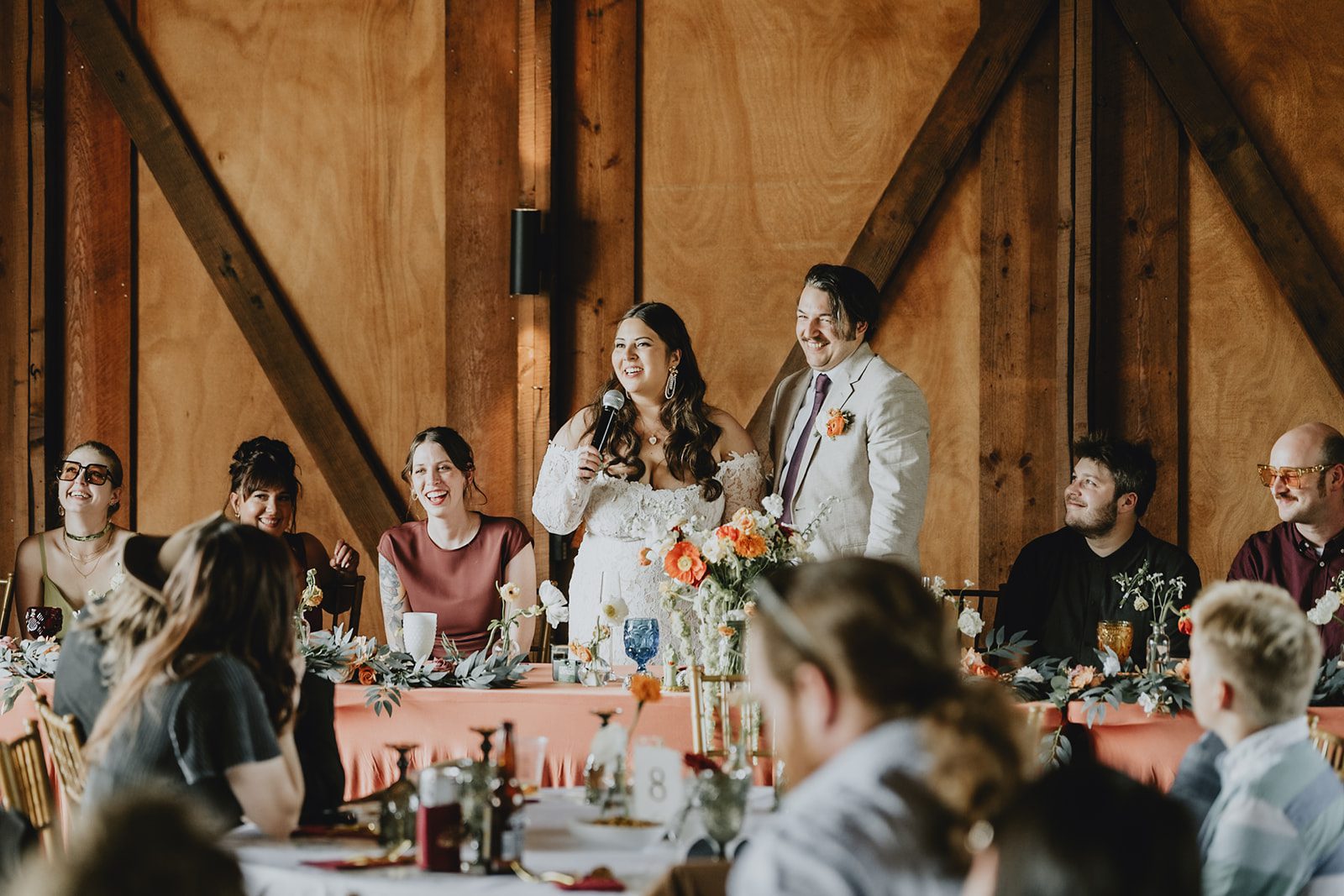 Reception in the barn at Brightwater Weddings & Events