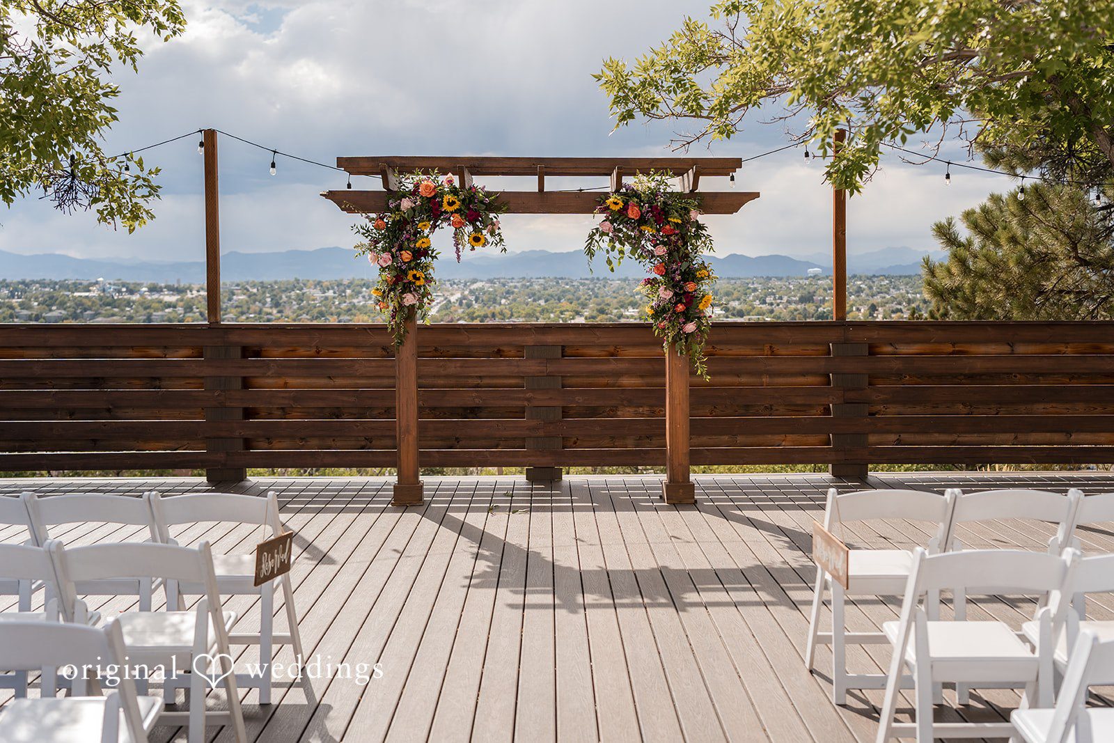 Jessica + James Decorated wedding ceremony space at Brittany Hill