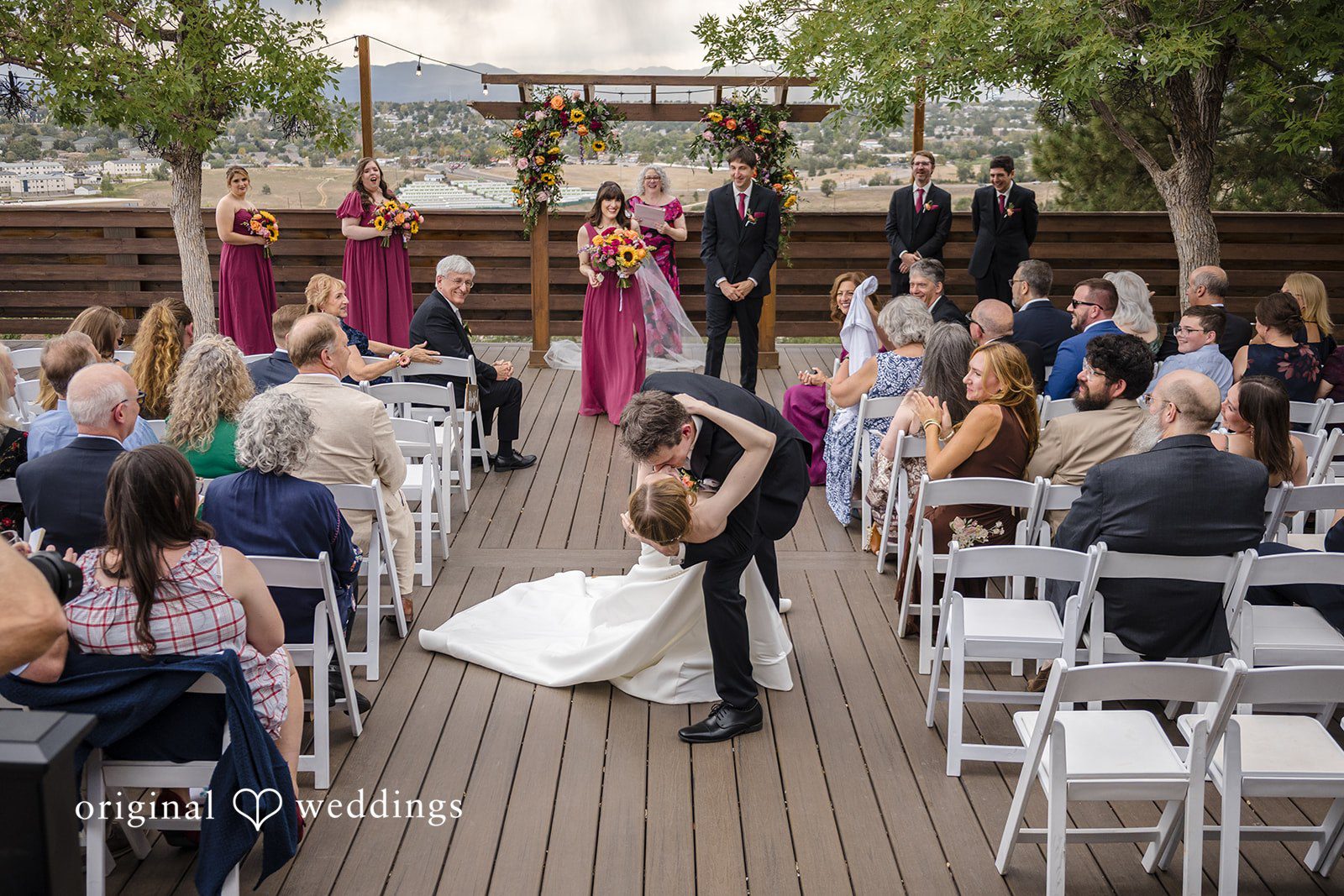 Jessica + James Romantic kiss on the aisle