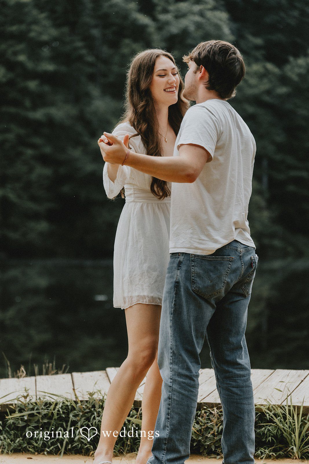 The couple shares a romantic moment