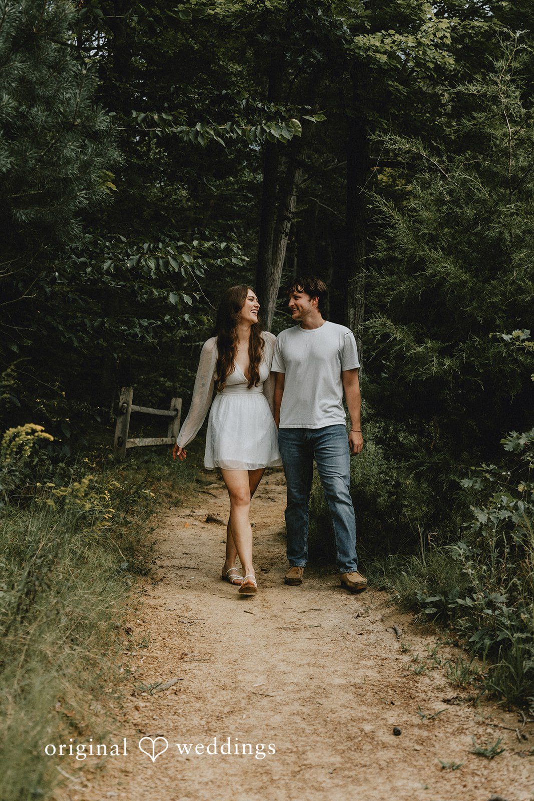 The couple takes a walk
