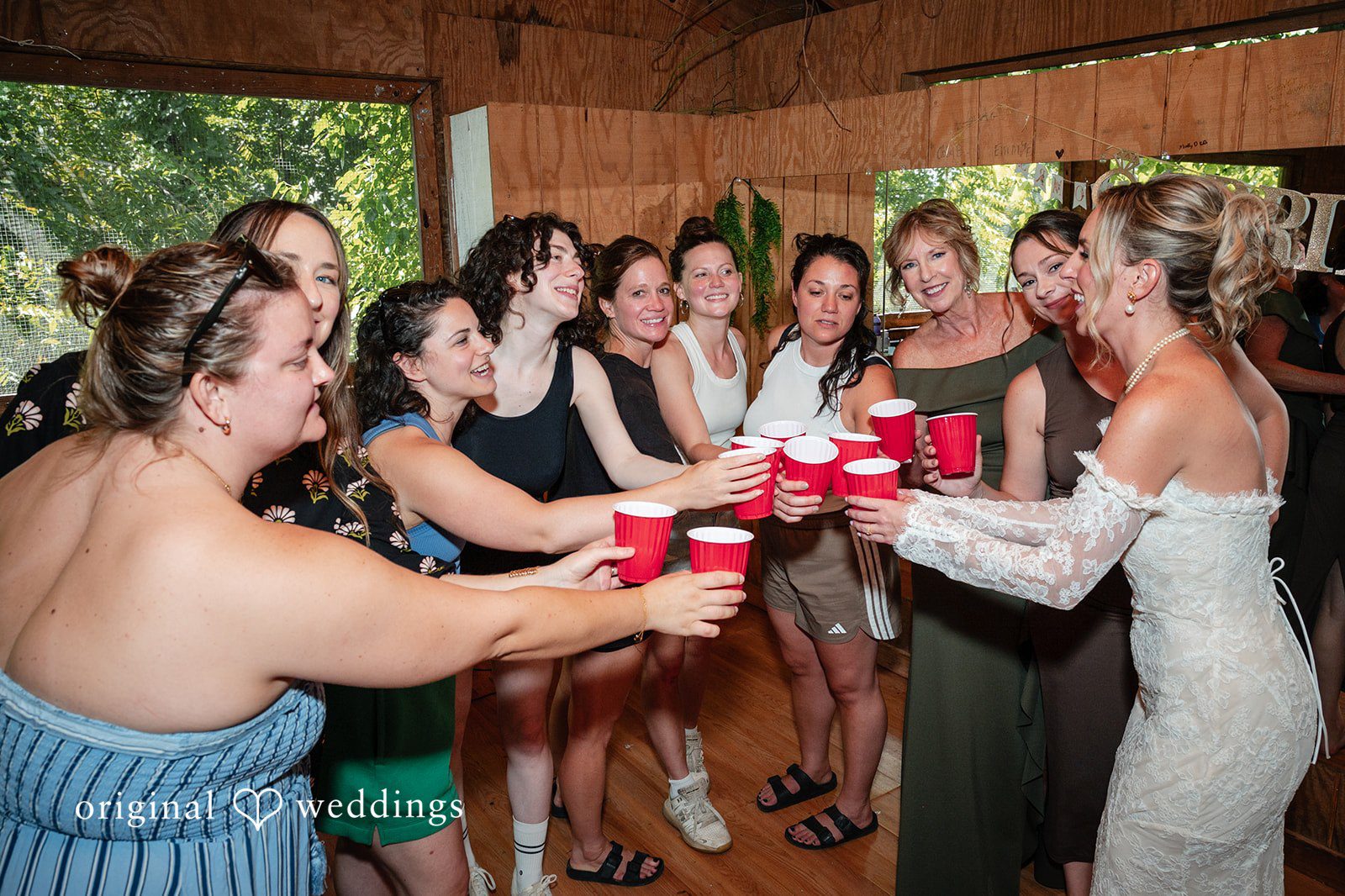 Bridesmaids toasting