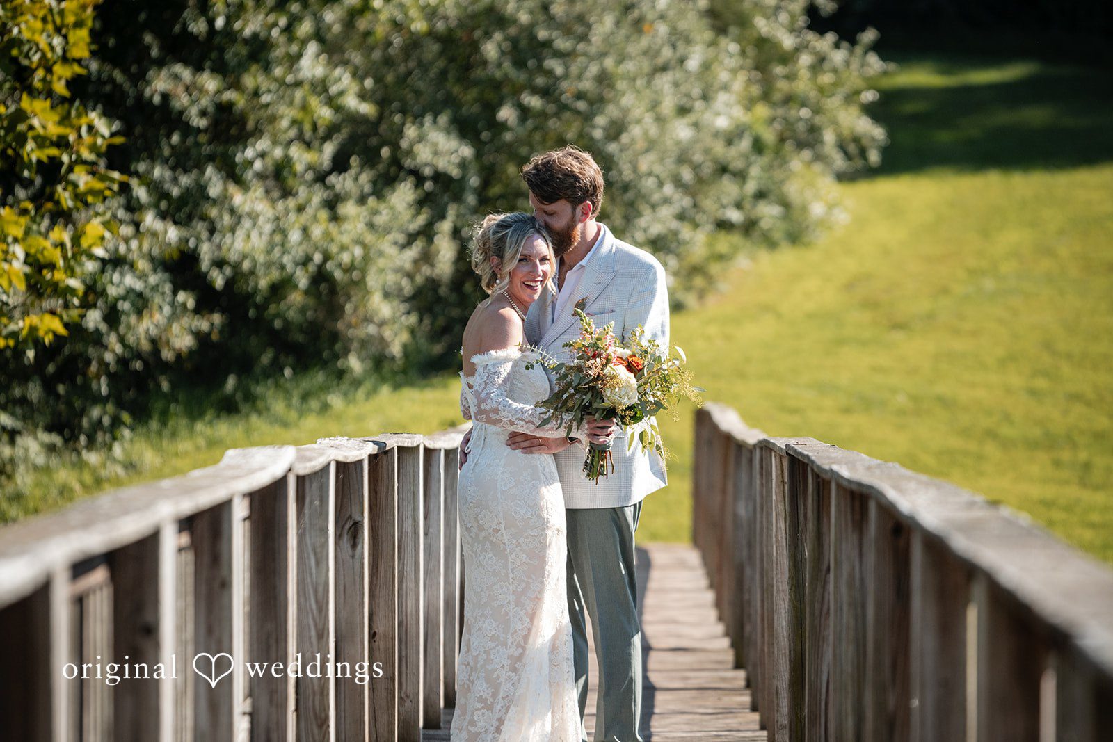 Couple on a wooden bridge