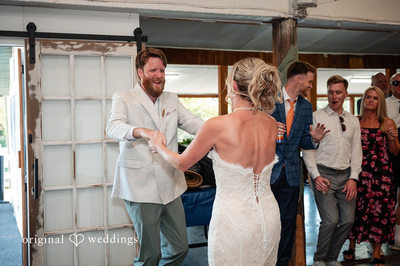 Couple entering the reception