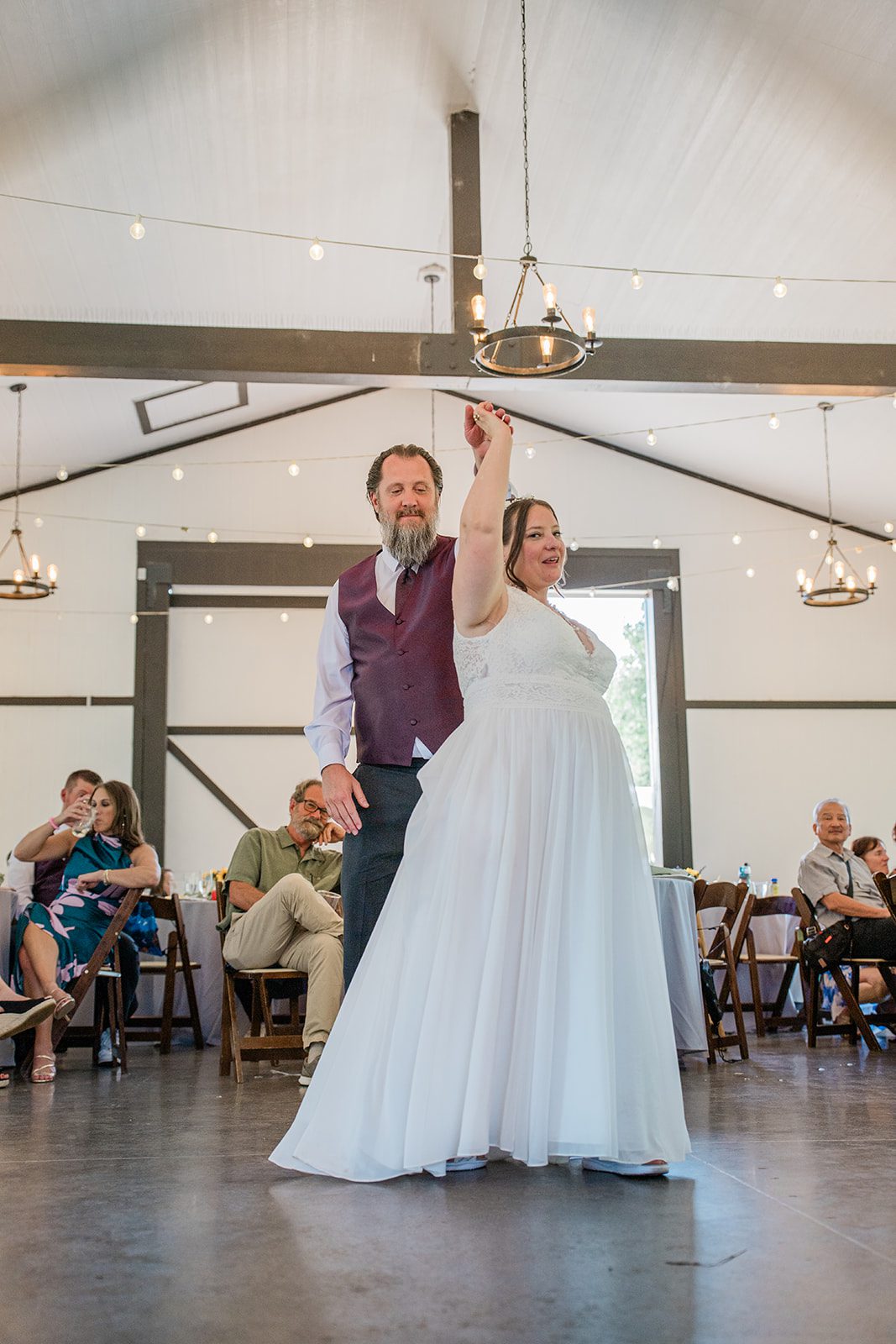 chatfield-farms-airy-denver-june-logan-031-18 Bride and groom sharing their first dance at Chatfield Farms