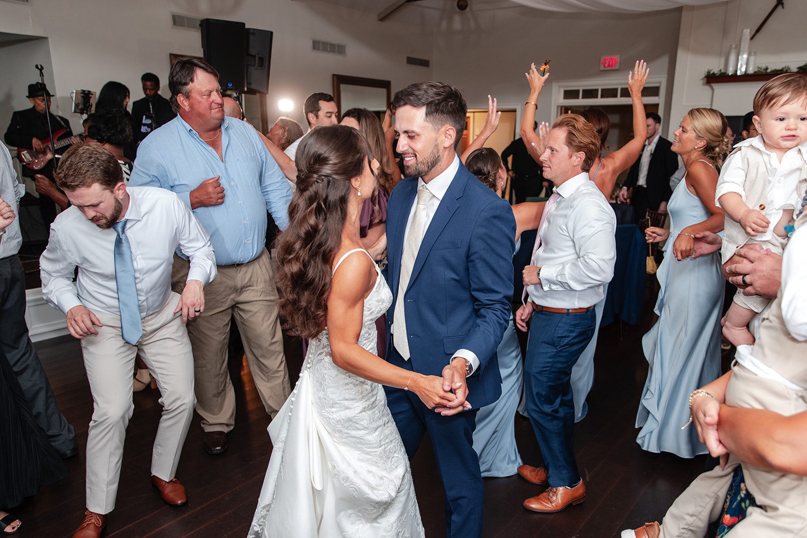chesapeake-bay-beach-club-timeless-baltimore-kelsey-tom-051-18 Couple celebrating on the dance floor