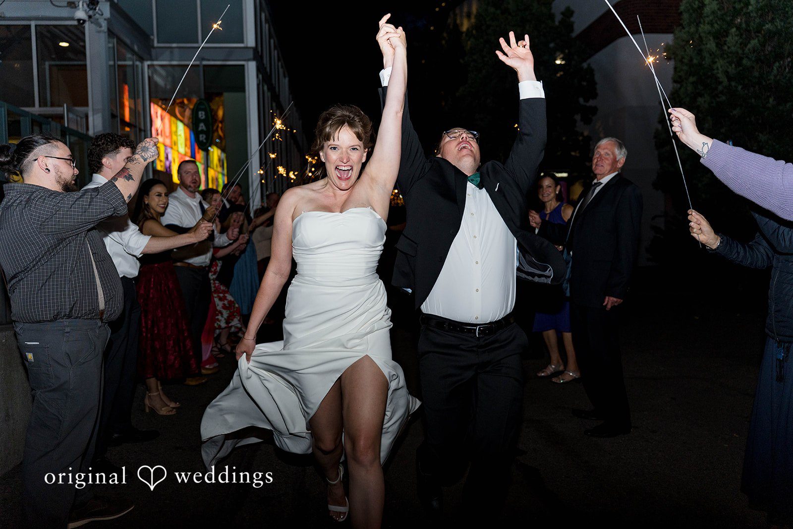 David + Lauren The couple makes a joyful exit