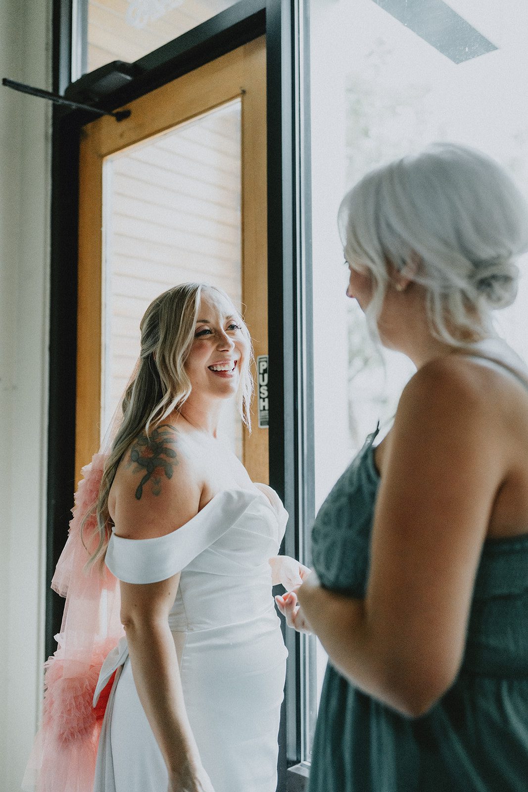 Bride sharing a moment with a loved one