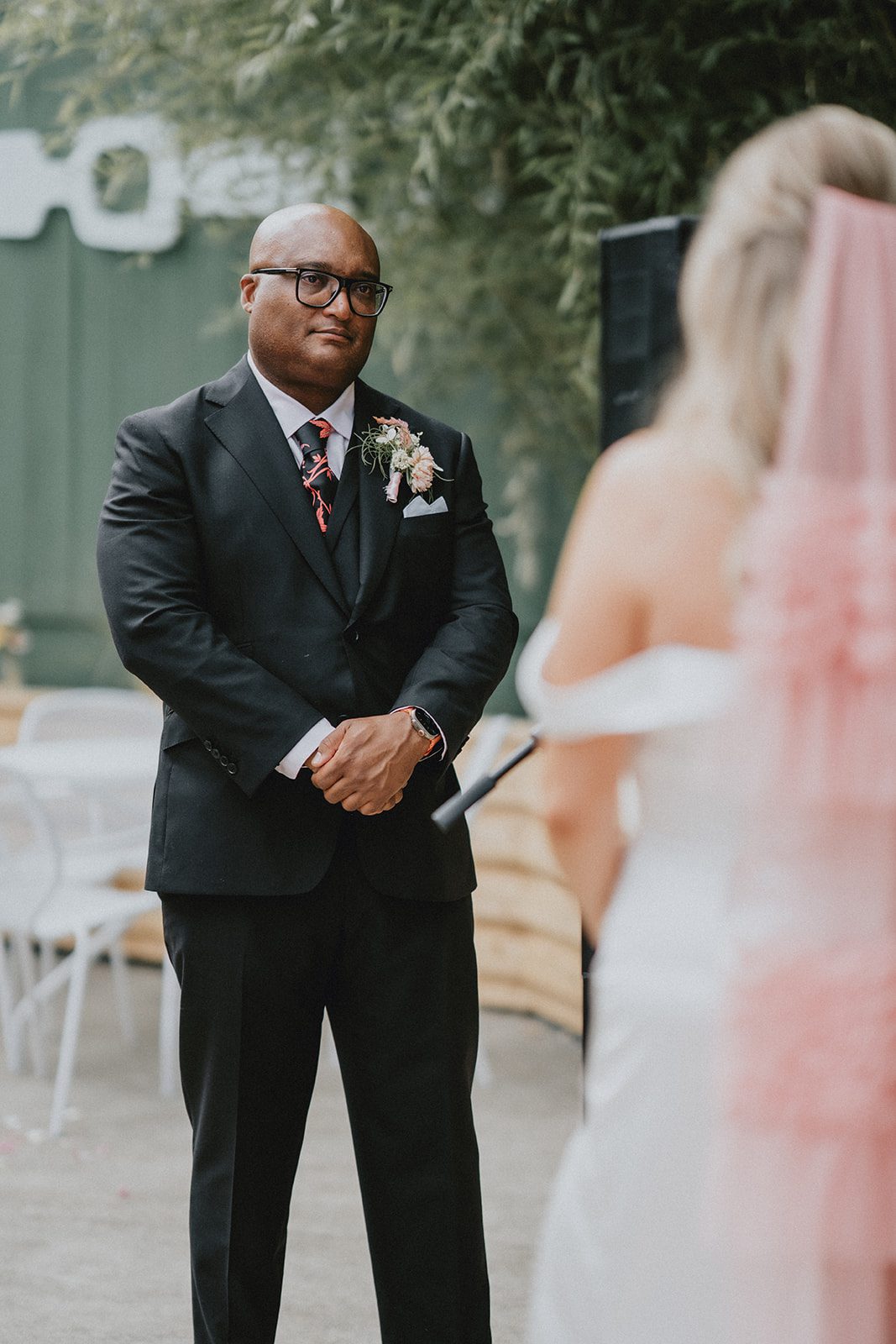 Groom waiting for the ceremony to begin