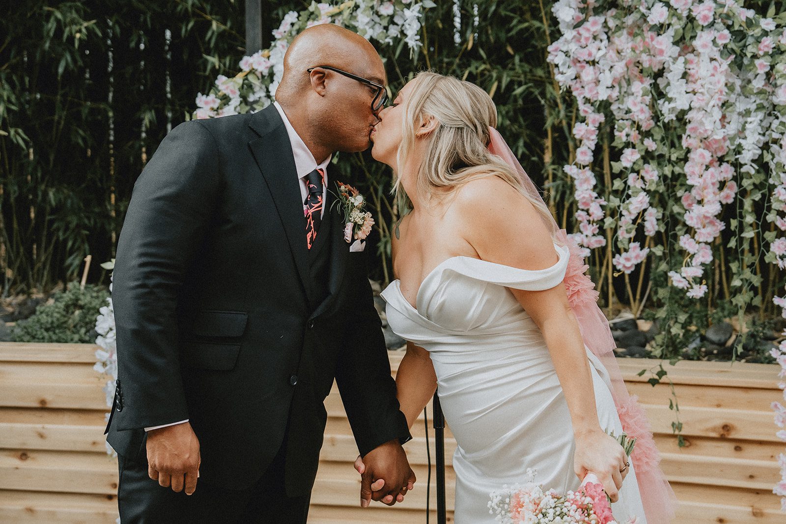 Couple laughing together after the ceremony