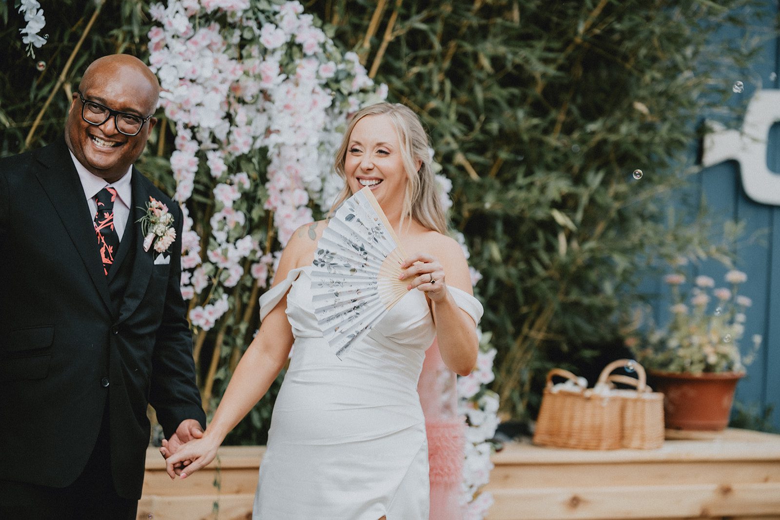 Bride laughing during a speech