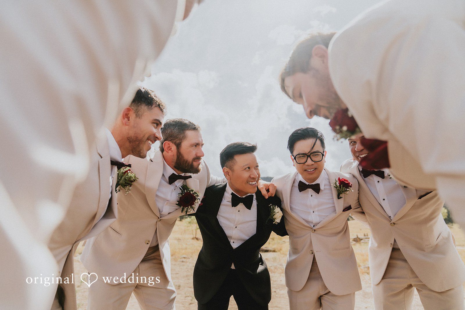 Sonia + Michael Groom laughing with his groomsmen before the ceremony