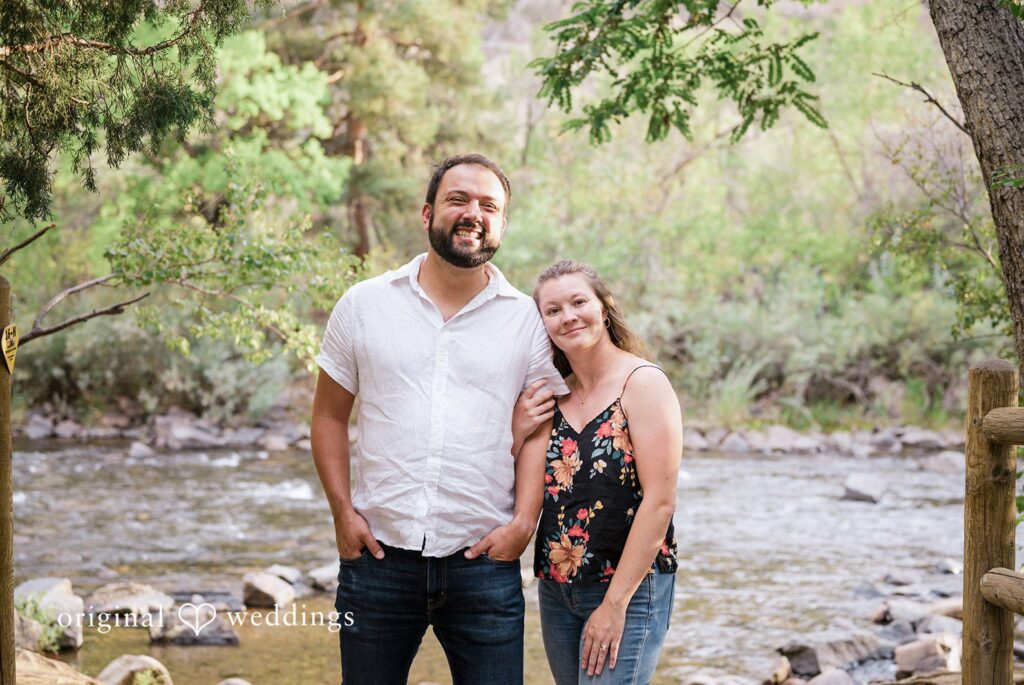 Theodore + Kathryn Stunning portrait of couple at Clear Creek Trail by Denver Engagement Photographer from Original Weddings.