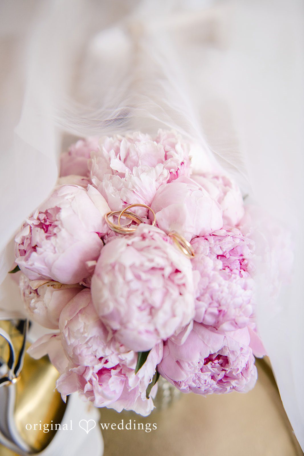 Yuri + Zachary Bride's pink peony bouquet
