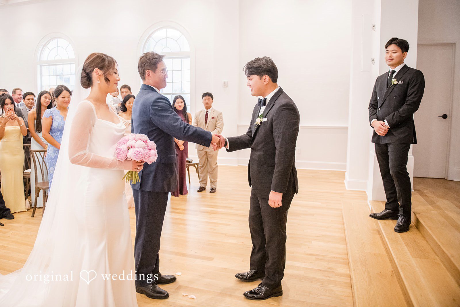 Yuri + Zachary Bride's father giving her away