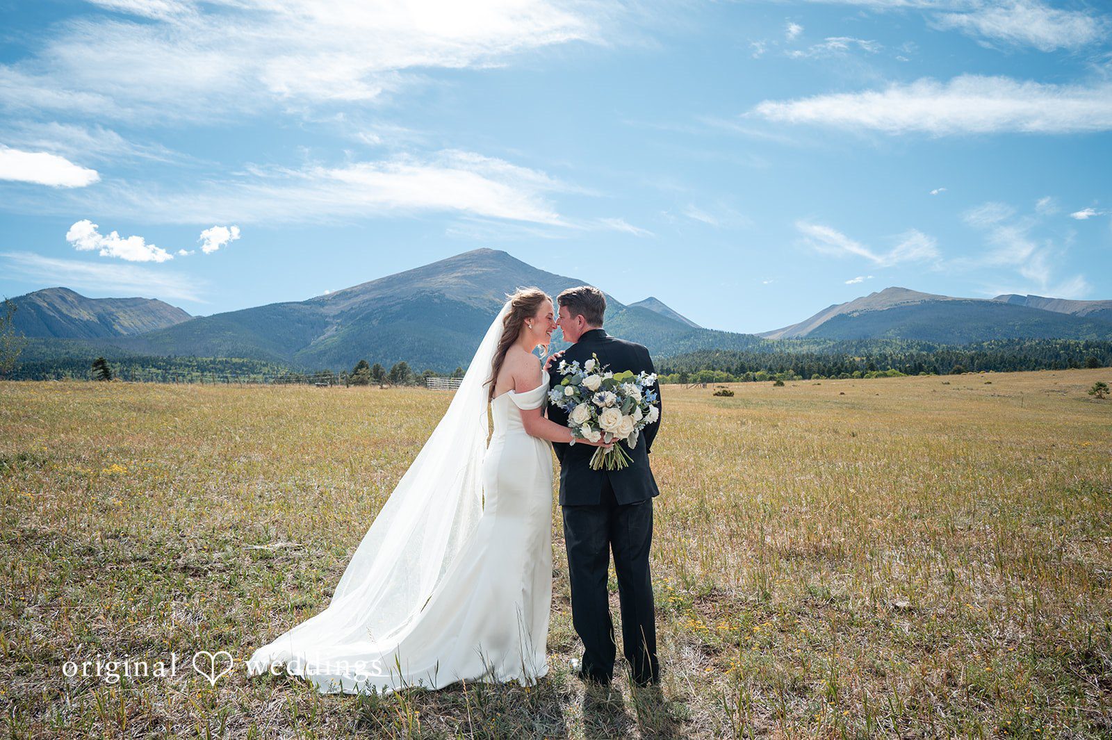 Erin + John Couple in the meadow under a big sky