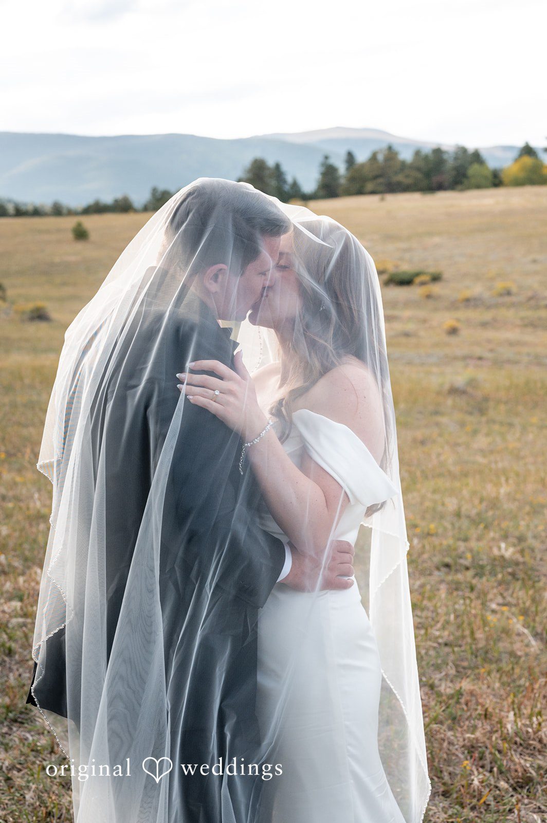 Erin + John Kiss under the bride's veil