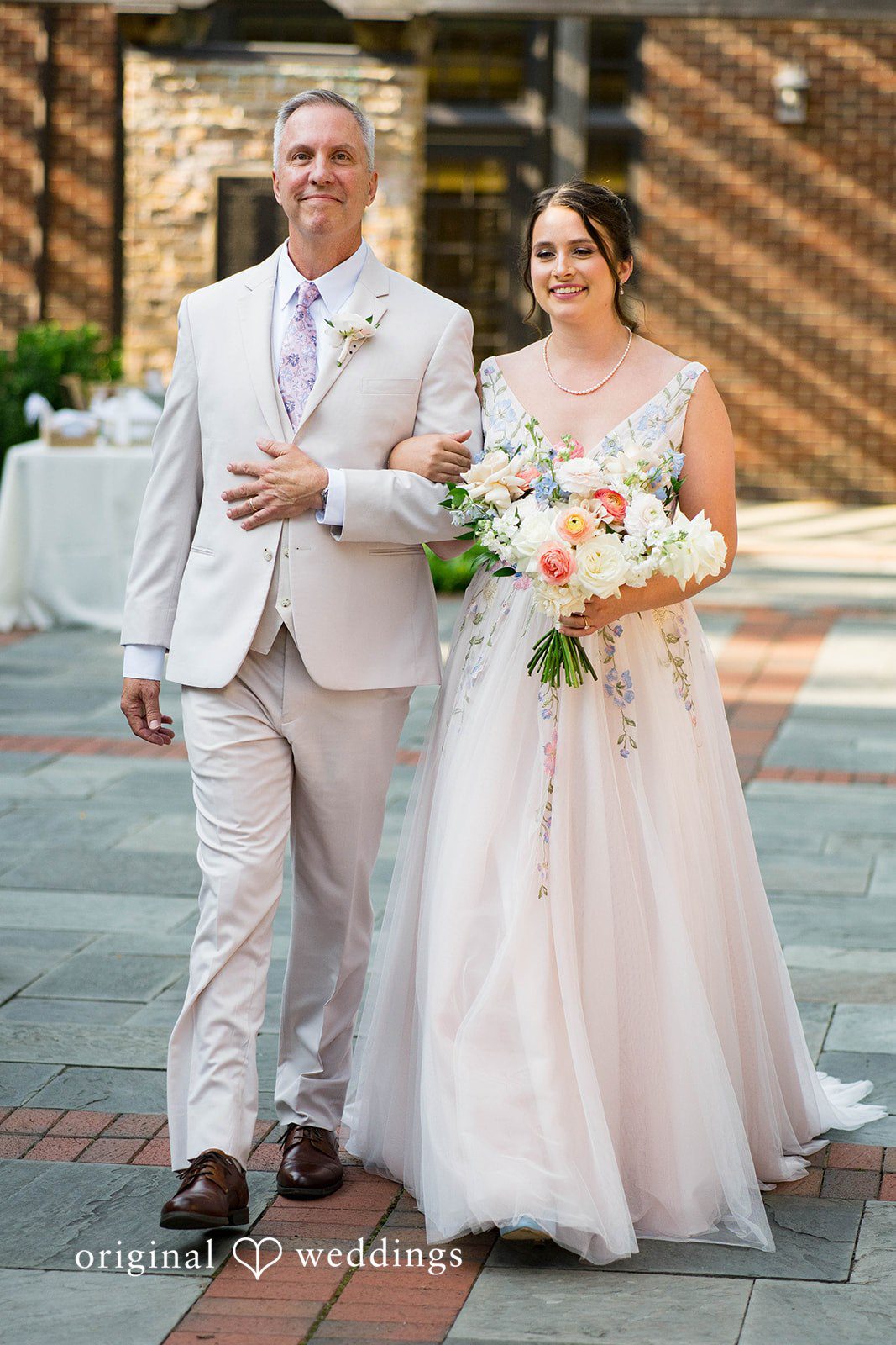 Griffin + Lauren Bride walking down the aisle with her father