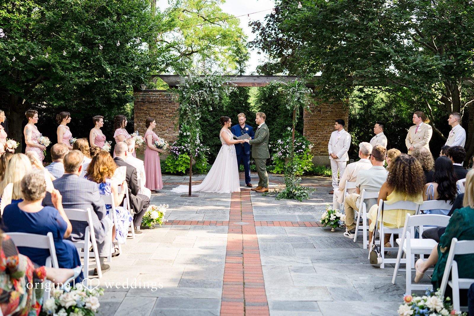 Griffin + Lauren Guests seated for the outdoor ceremony at Community House Winnetka