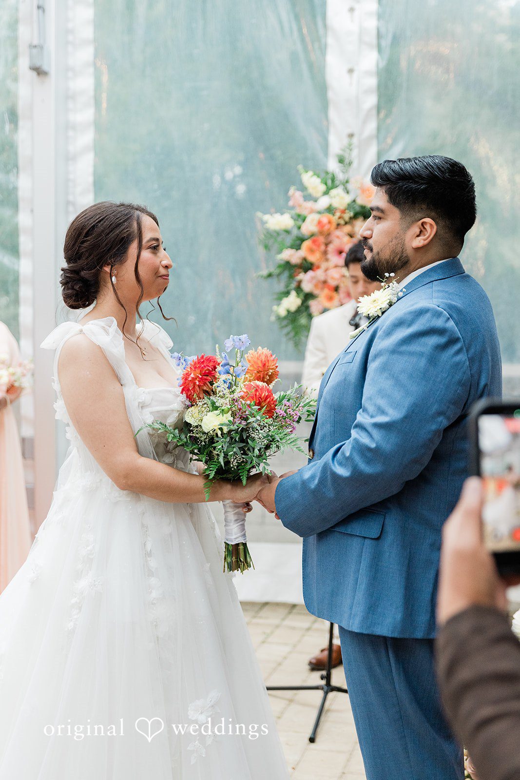 Couple exchanging rings