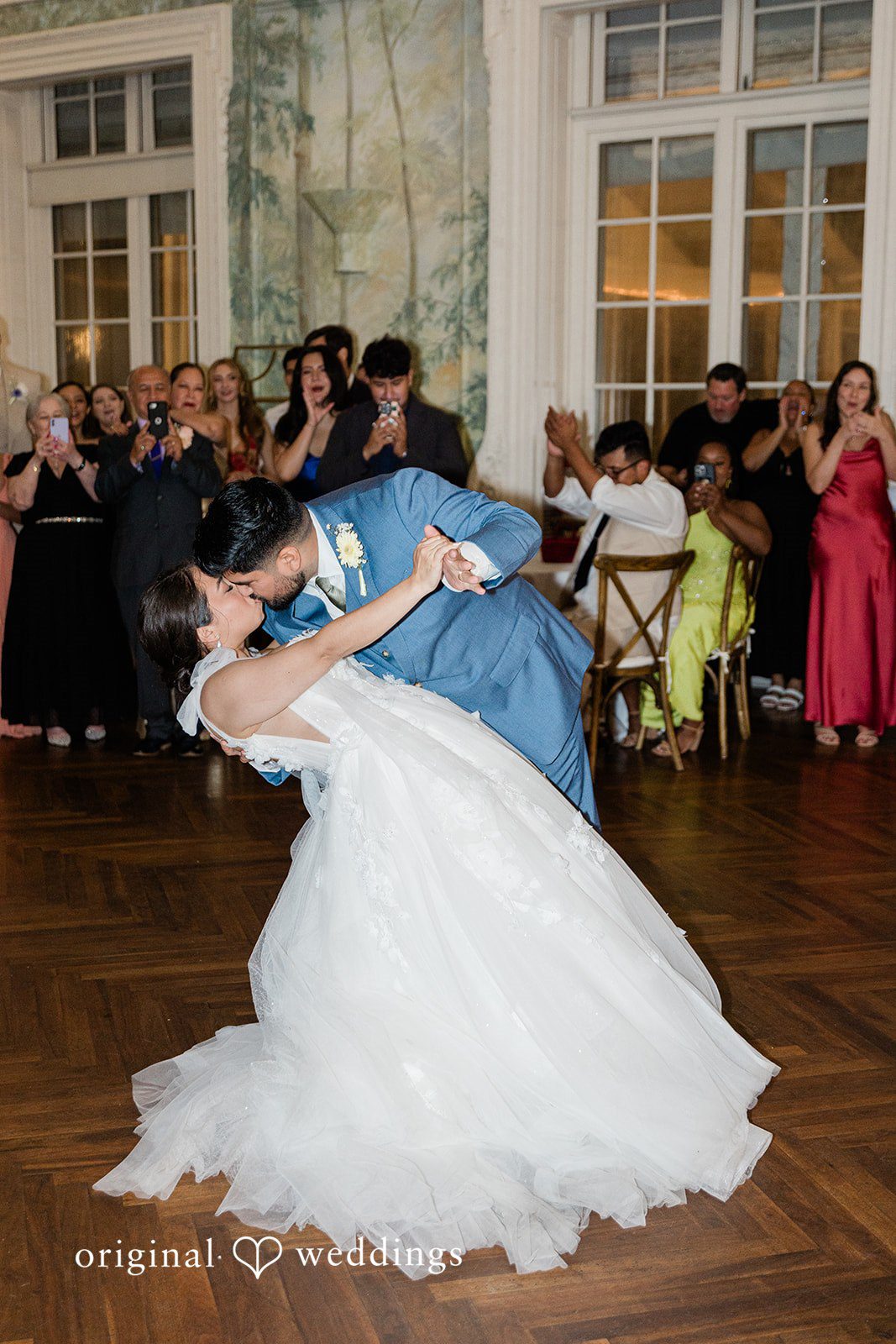 Couple first dance in the ballroom