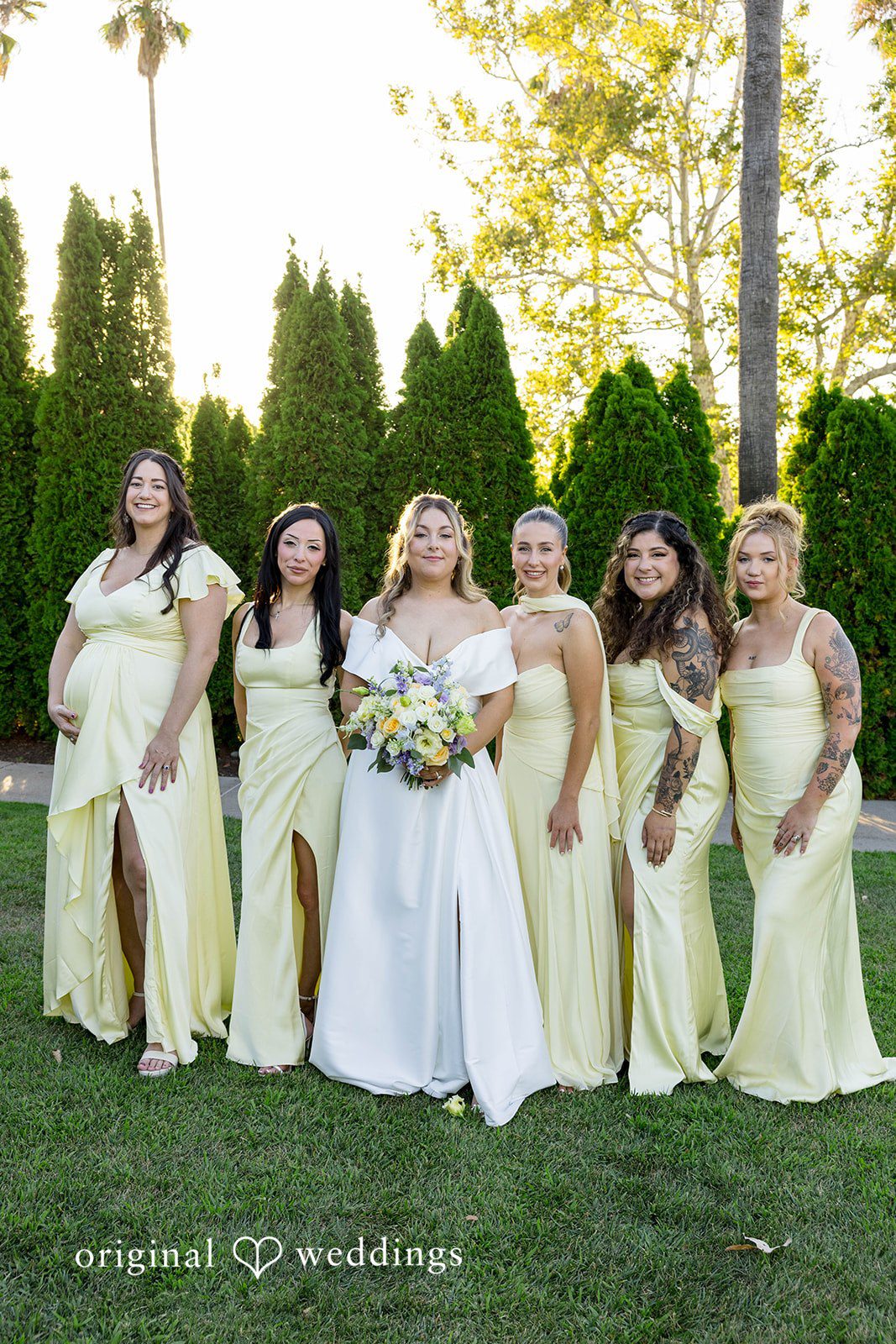 A beautiful portrait of the bride and her bridesmaids