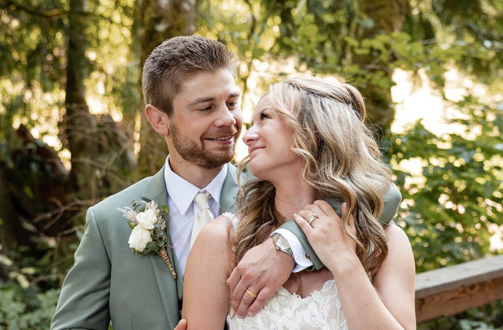 Sahvanna and Caleb’s wedding portrait at Edlynn Farm captured by Seattle wedding photographers.