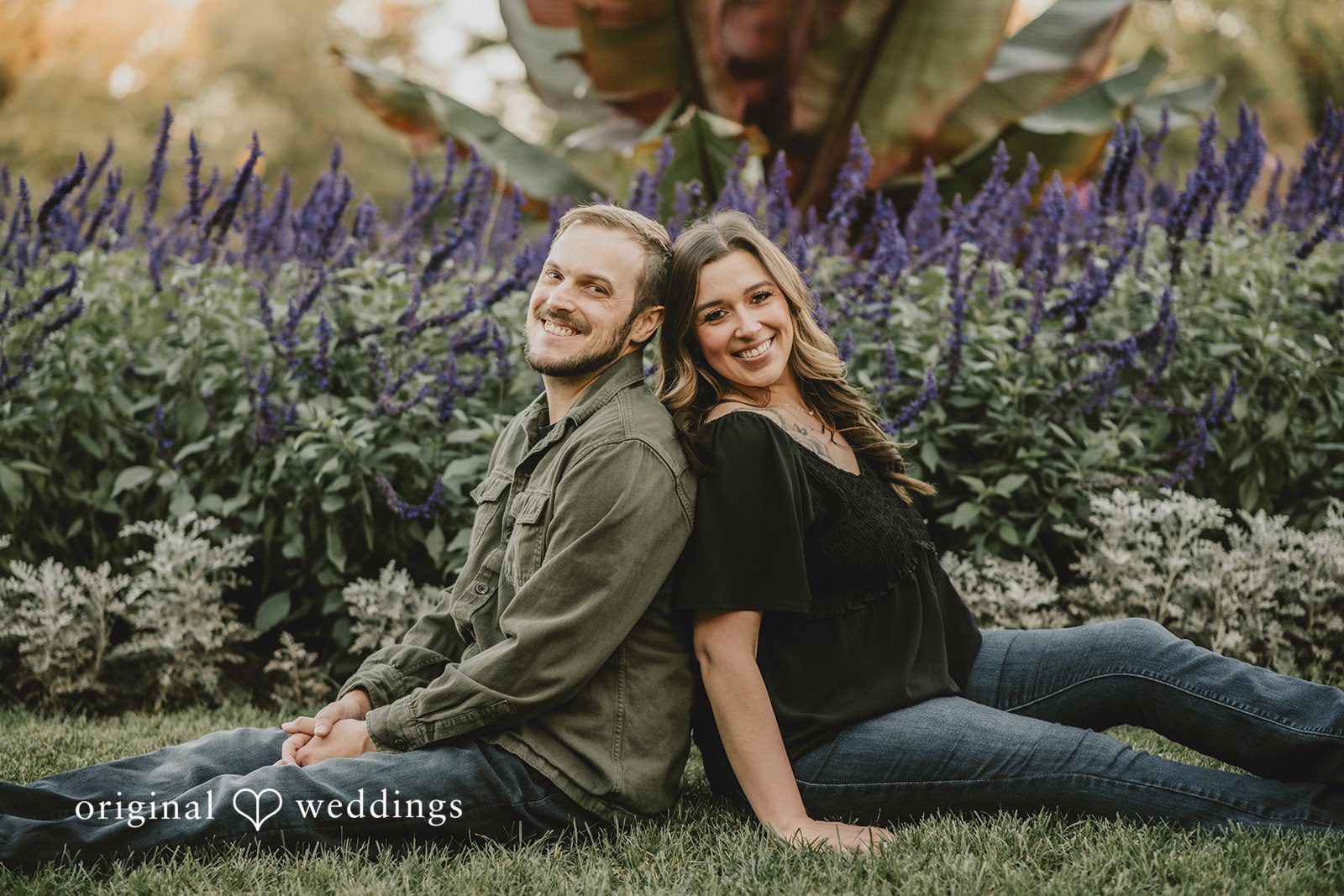 September 24, 2026 – Kaitlynn & Samuel – (ID-5685) Couple sitting in front of purple flower beds at Elizabeth Park