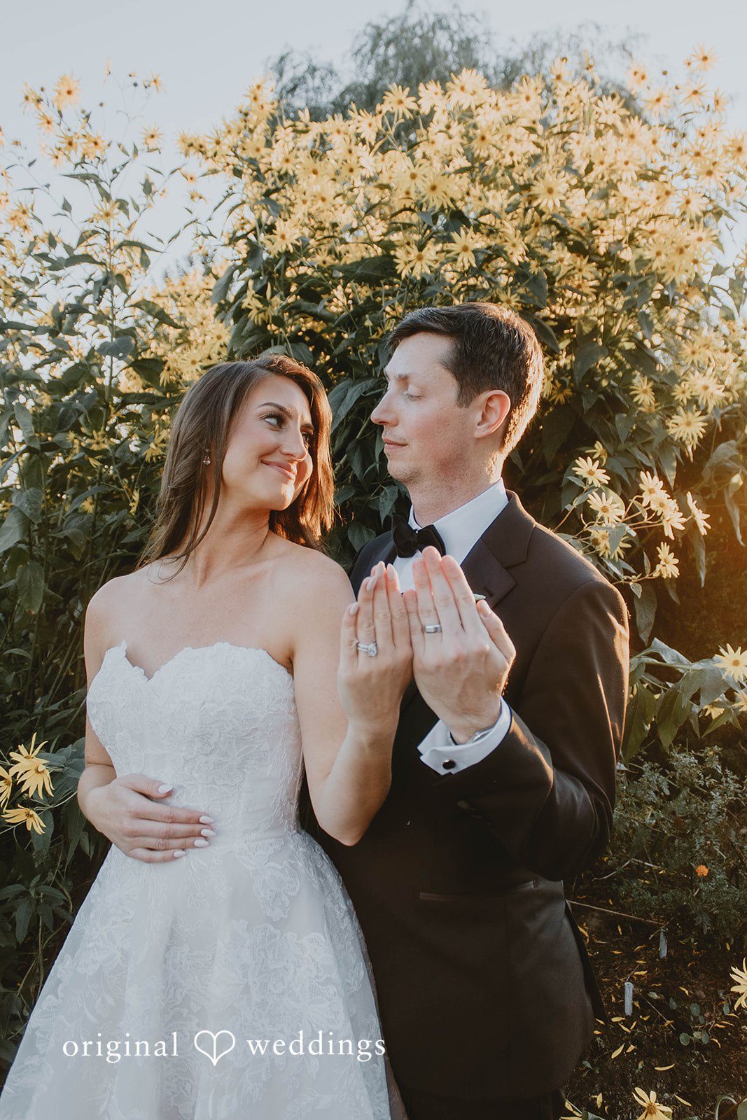 Alexa + Frank Bride and groom laughing in the gardens at Eolia Mansion
