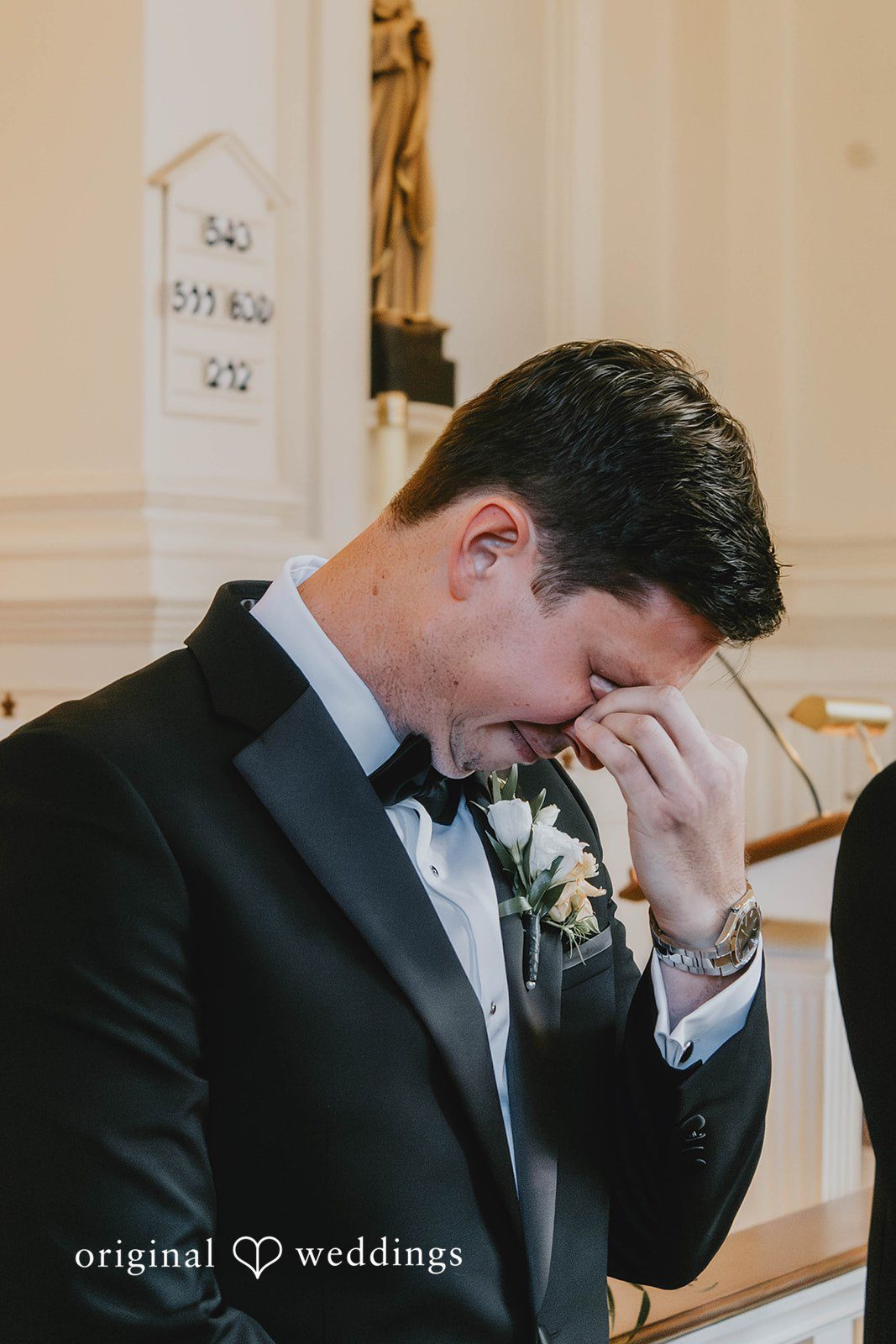Alexa + Frank Groom having an emotional moment before the ceremony
