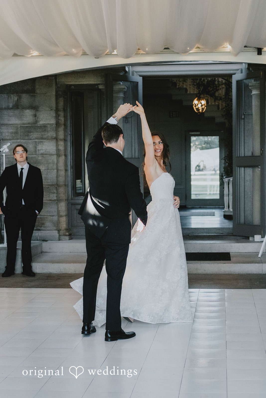 Alexa + Frank Bride and groom sharing their first dance at Eolia Mansion